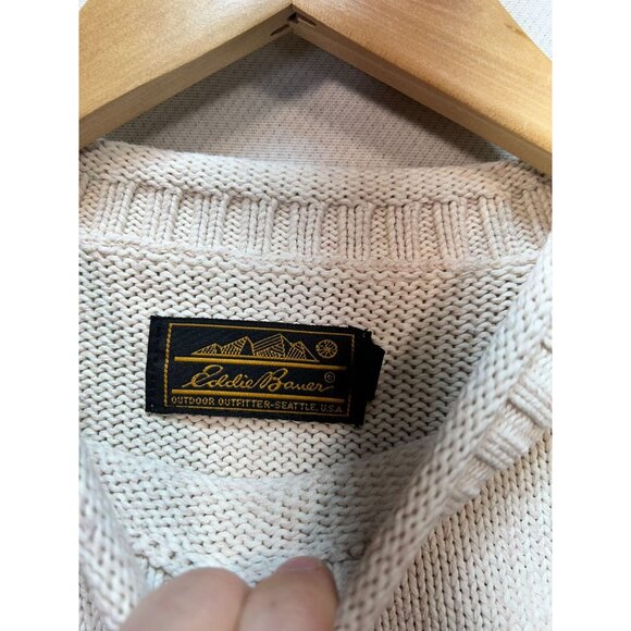 Eddie Bauer Women's Pullover Sweater Knit Long Sleeve Stretch Blue White Stripe - Picture 3 of 11